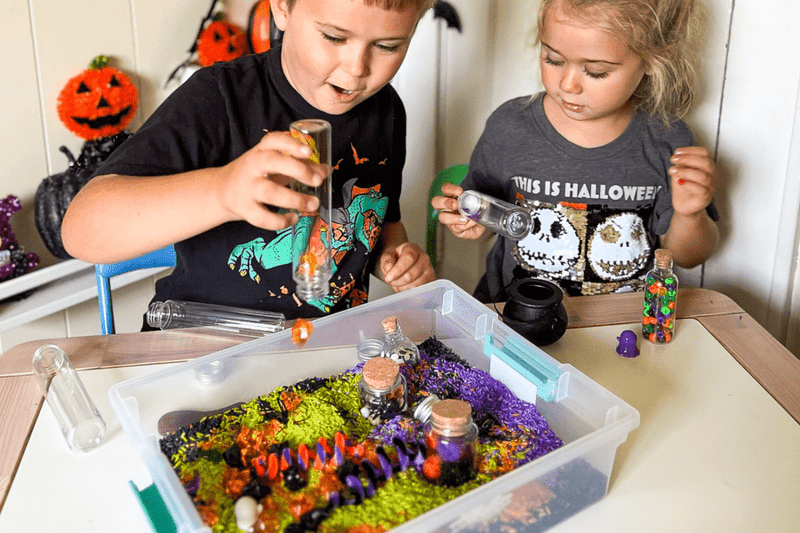 10 Imaginative Play Prompts for a Spooky Halloween Sensory Bin - Knowledge Crates