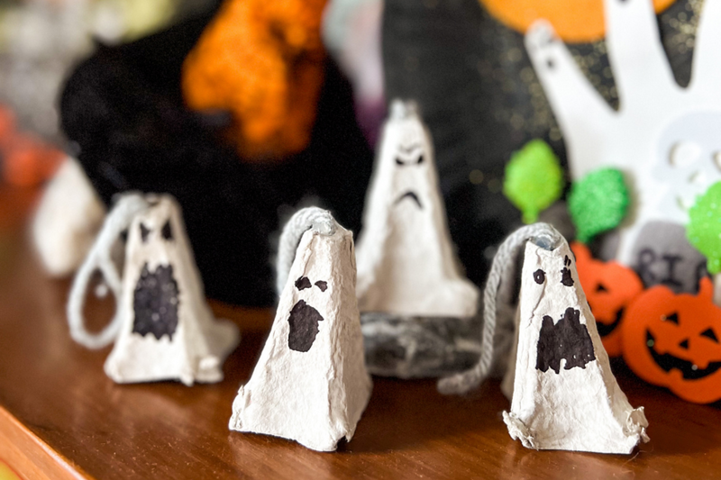 Egg Carton Ghosts Halloween Craft for Kids