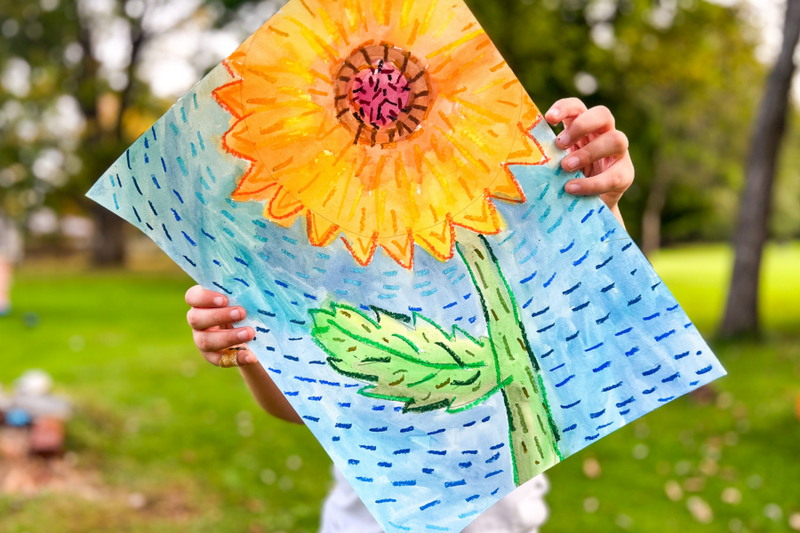 Sunflower Watercolor Resist Painting Project for Kids