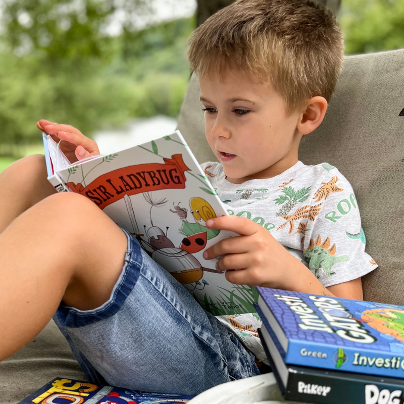 boy reading chapter books