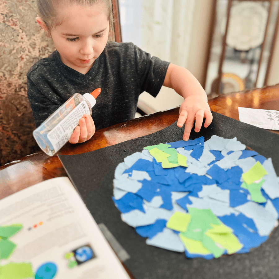 Earth Day Unit Study for Elementary Homeschool Torn Paper Earth Collage